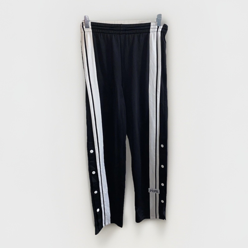 Victoria Secret PINK Black And White Snap Bottom Track Pants XS Sport Y2K